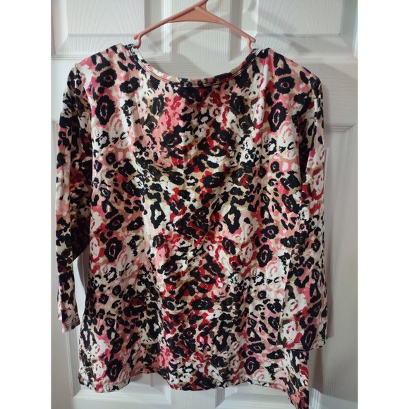 Style & Co Top Size L Multicolor 3/4 Sleeve Abstract - Picture 4 of 7